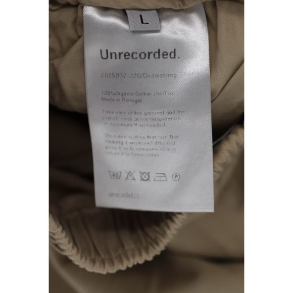Unrecorded shorts men's Large 5.5" Drawstring beige organic cotton elastic waist - Picture 6 of 9